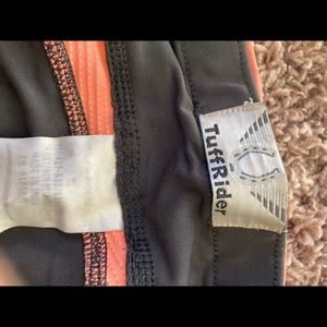 TuffRider Charcoal and Neon peach Ventilated Schooling Children's Riding Tights